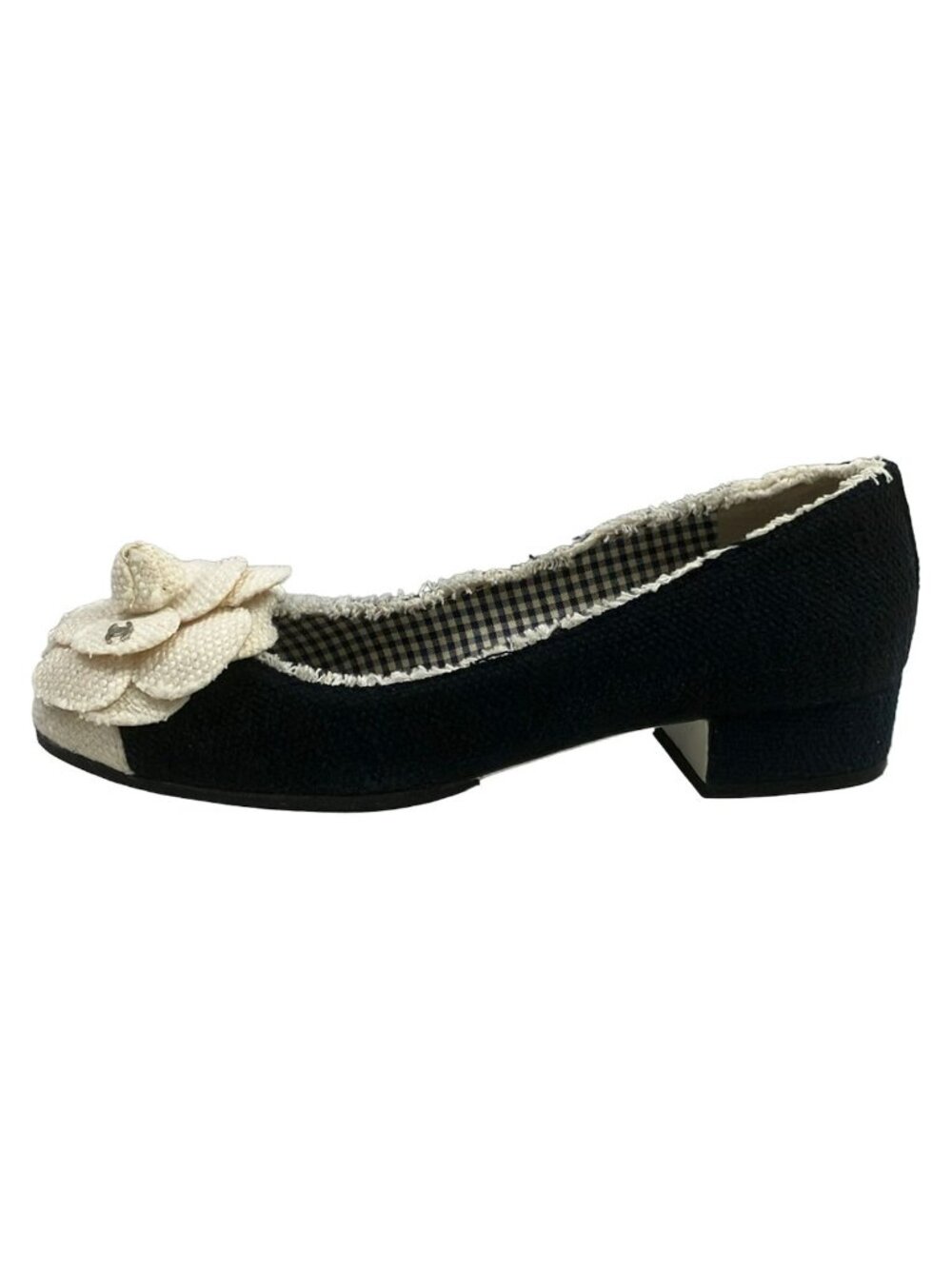 Chanel Pumps 35.5 C Dark Navy Ivory Camellia Heel